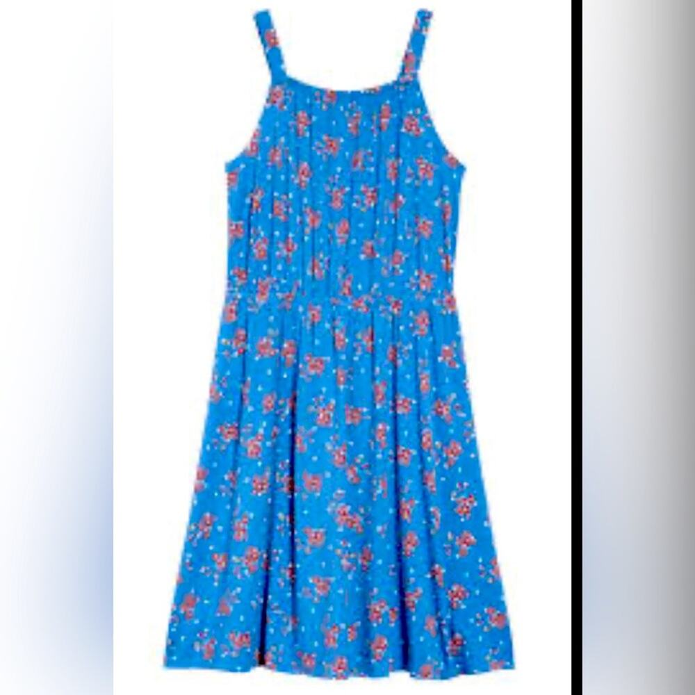 Nordstrom Floral Cutout Back Sleeveless Blue Dress Girl’s Size Xl (14/16)